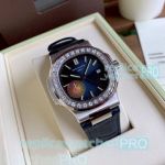 Fast Shipping Replica Patek Philippe Nautilus D-Blue Dial Square Diamond Bezel Watch